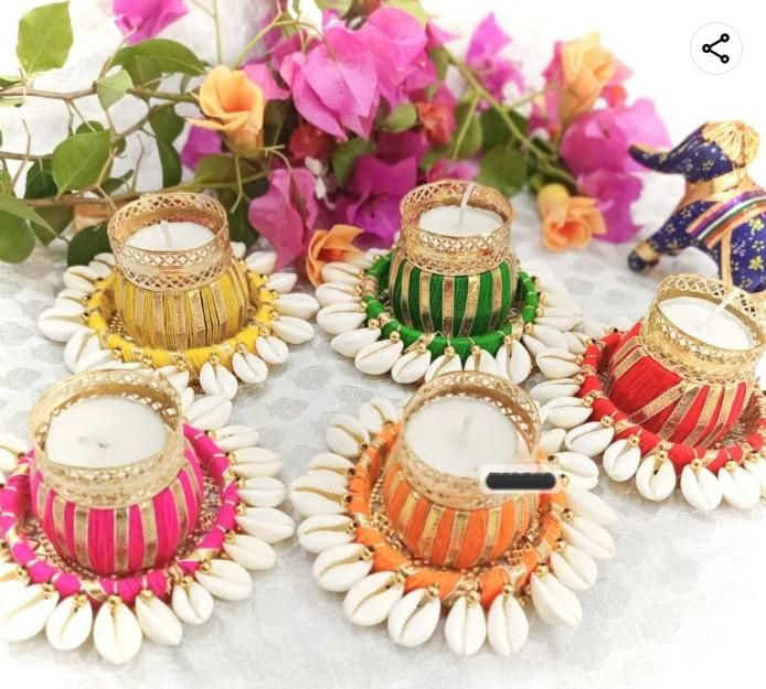 Cowrie Dholakh Tealight Holder Pack of 2